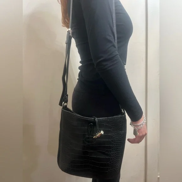 Longchamp Croc Roseau Leather Crossbody - Picture 9 of 14